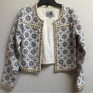 Americanino embroidered quilted paisley open blazer jacket Sz S